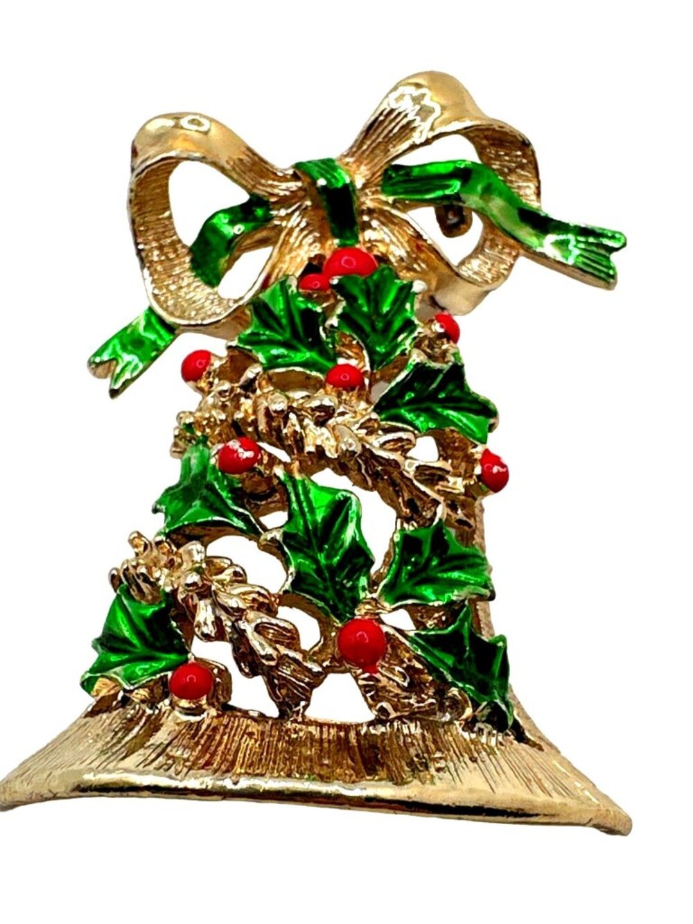 70s Gerrys Christmas Bell Brooch Pin Articulating Dangle Signed Festive